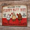 Barn And Coop Wall Art Fluffy Butt Hut Farm Sign, Vintage Chicken Metal Outdoor Sign Weatherproof Rustic Art, for Kitchen Backyard Farmhouse