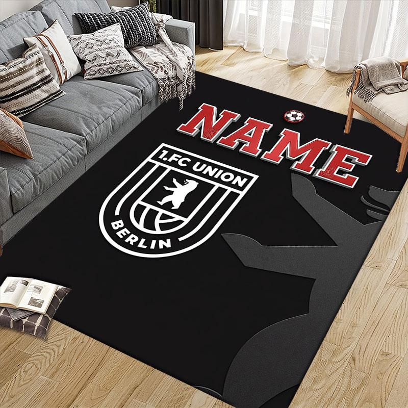 Custom Name,1.FC Union Berlin Home Sofa Decoration for Living Room & Bedroom, Non‑Slip Play Flannel Floor Mat for Game Room