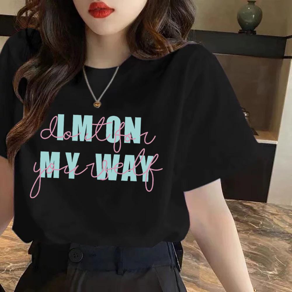 Cotton Front Shoulder Black T-shirt for Women In Women's Short-sleeved Summer New Large-size Base Shirt Underwear To Make Them Look Slim T-shirt Top