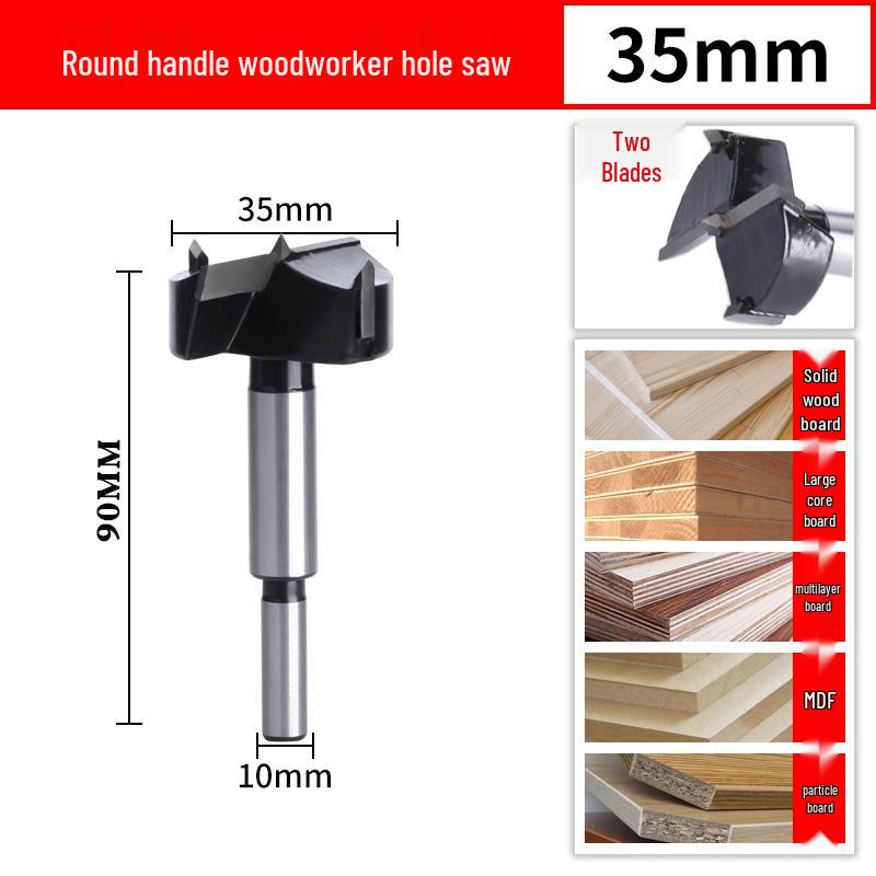 Wood Board Hinge Hole Opener with Limit for 40mm Cabinet Door, 35mm Positioning Drill Bit, and Plywood Planer