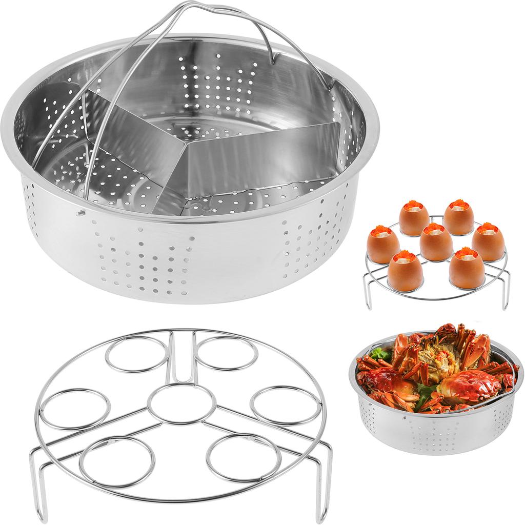 Juego de rejilla para cocinar al vapor de acero inoxidable, soporte para cesta para cocinar huevos al vapor, bandeja para utensilios de cocina, accesorios para cocinar verduras, utensilios de cocina