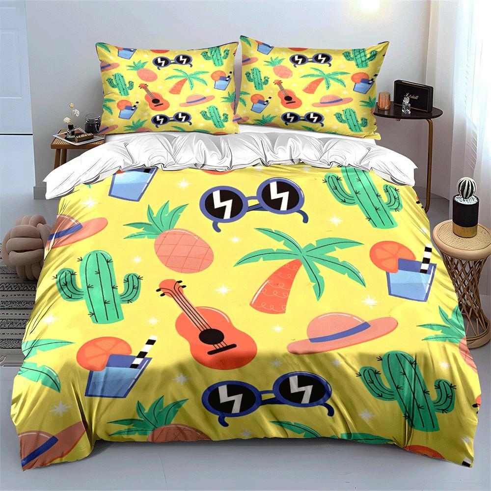 Summer Vibes Tropical Essentials Set Exquisite Three-Piece Bedding Set Gift For Kids And Adults