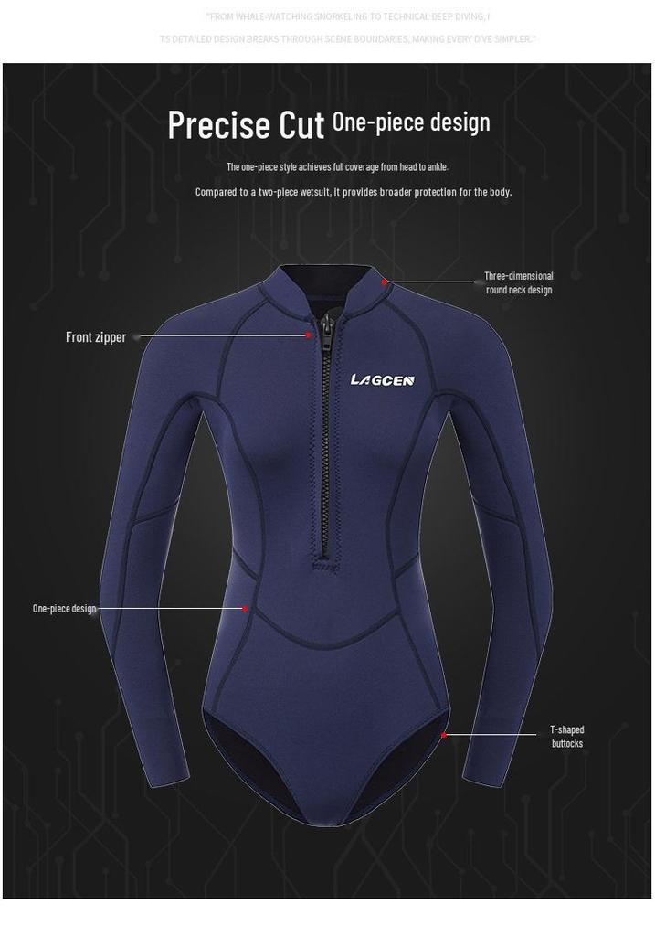 LAGCEN Women's One-Piece Wetsuit for Diving, Surfing, Snorkeling – Warm Jellyfish Protection
