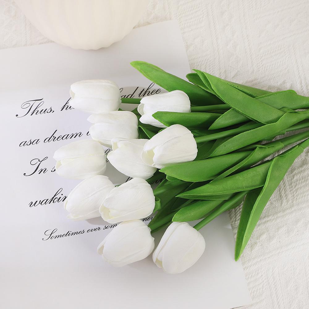 

10/20PCS White Artificial Tulips Flower Realistic Touch PU Tulip Flowers Fake Tulips Flowers for Wedding Decoration DIY Bouquet 10PCS белый