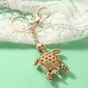 Keychain Pendant Rhinestones Inlaid Turtle Shape Key Chain with Anti-Oxidation Lobster Clasp Backpack Accessory
