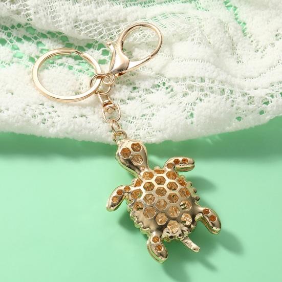 Keychain Pendant Rhinestones Inlaid Turtle Shape Key Chain with Anti-Oxidation Lobster Clasp Backpack Accessory