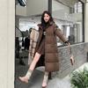 Cotton clothes women's winter new fashion hooded college style thickened loose long knee coat