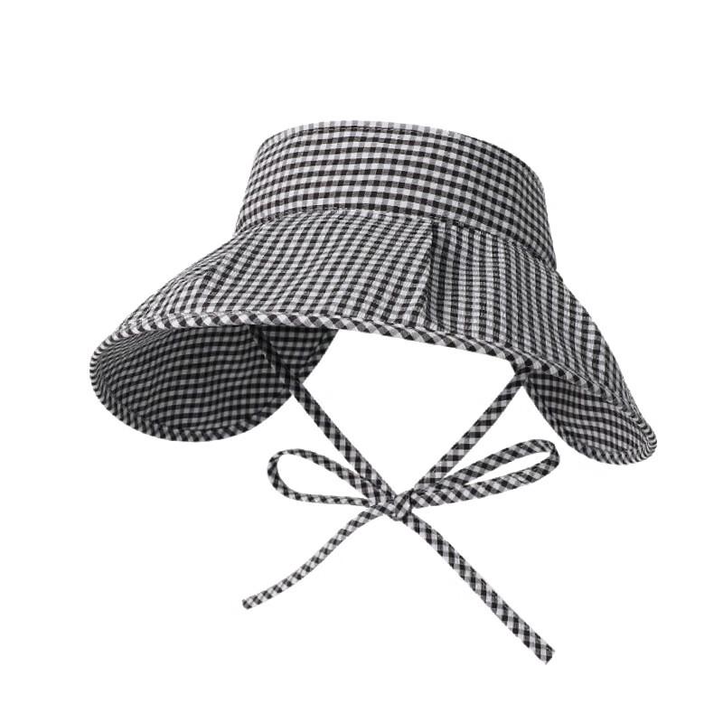 Summer Sun Protection Plaid Visor Hat