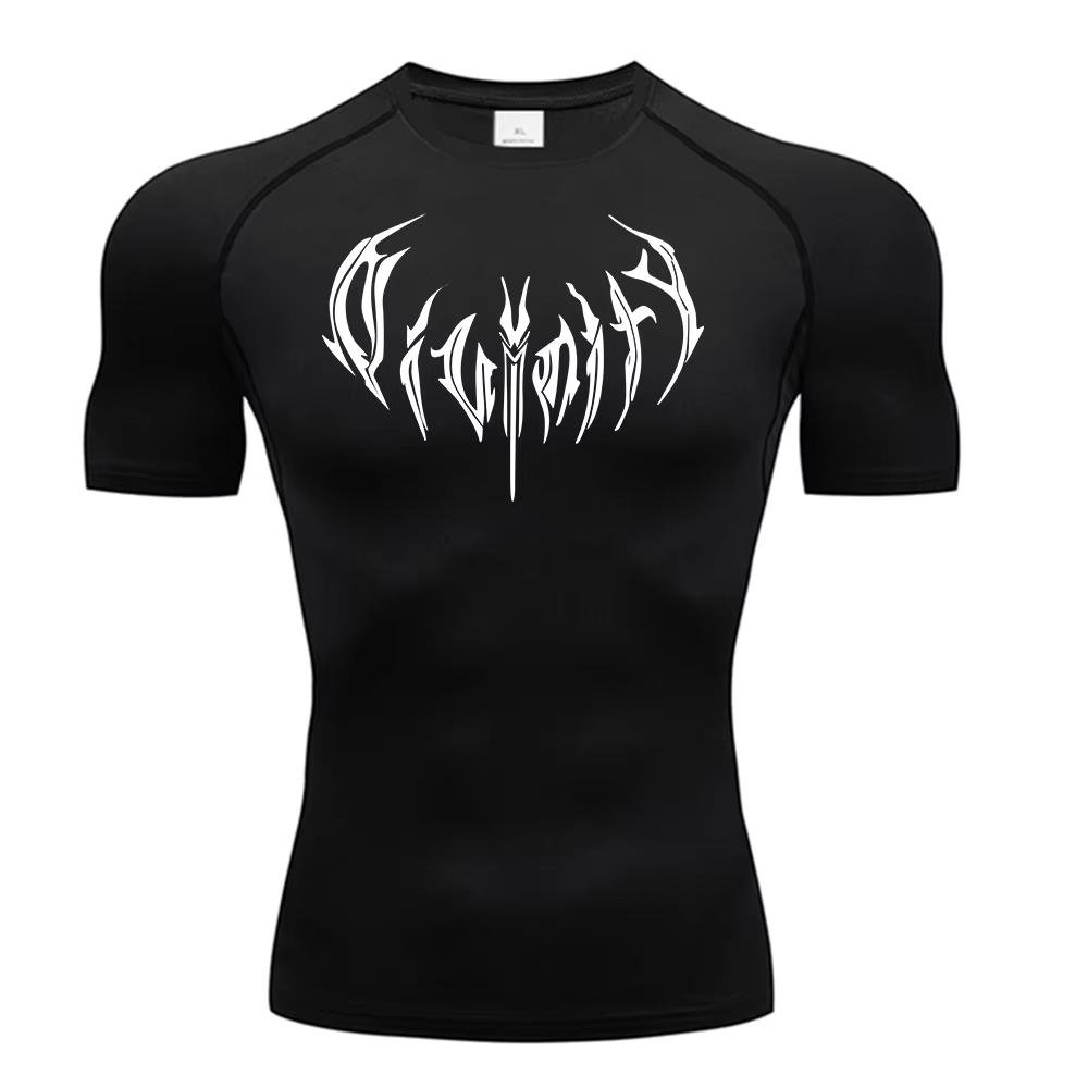 Trendy Y2K Print Compression Shirt Men's Running T-Shirt Gym Sports Quick-Drying Shirt Outdoor Cycling Jogging Training Top 848