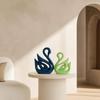 Lucky Swan Couple Piano Finish Ceramic Figures for Home Decor (Set of 2 Pc, Large, Navy Blue & Parrot)