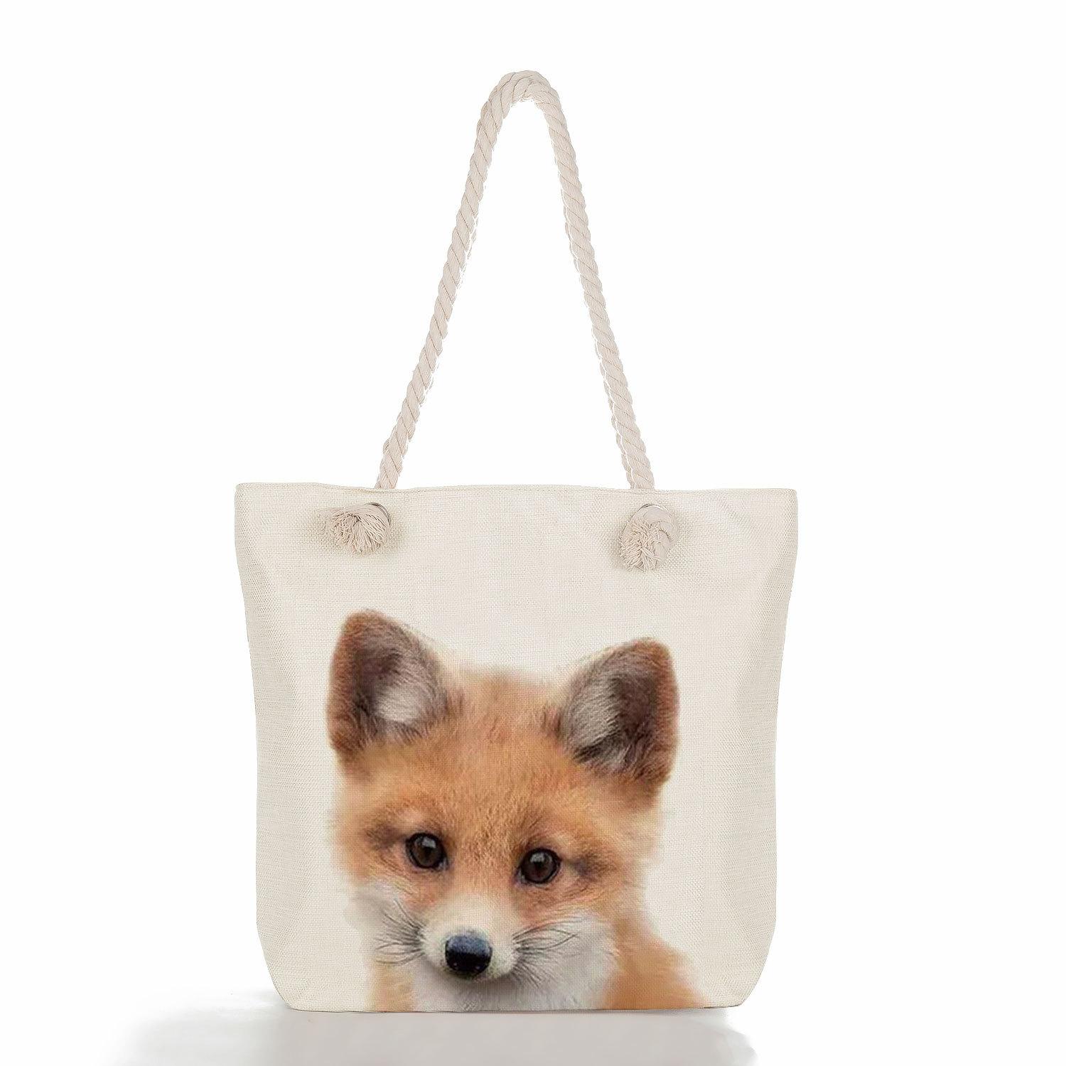 

Cute animals print thick rope single-shoulder beach bag 7210