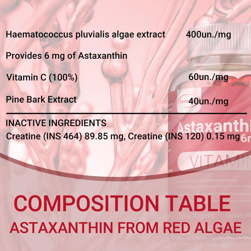 Natural Astaxanthin Capsules with Vitamin C – Antioxidant Support, Energy Boost, and Immune Support – Suitable for Adults