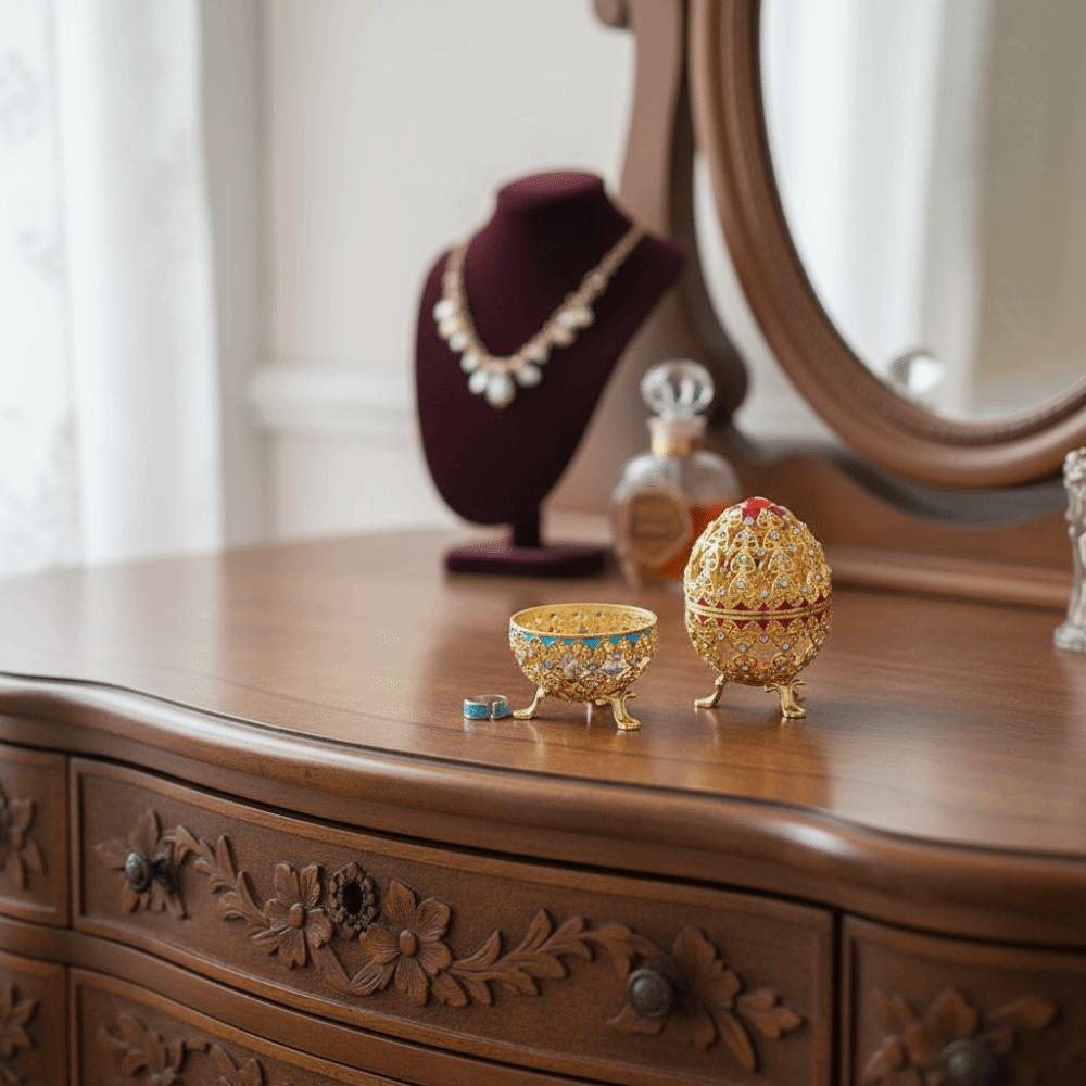 Zinc Zinc Alloy Material Egg-Shaped Box Enamel Color Jewelry Storage Box Jewelry Box Jewelry Organizer