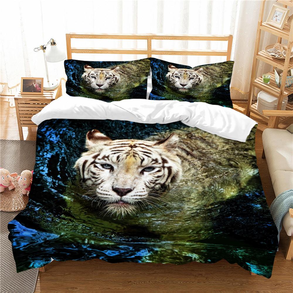 3D Printed Tiger Bedding Set Animal Quilt Cover and Pillow Case Bedroom Bedding Sheet/double Bed Full Size Home Decoration