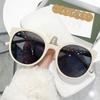 Retro Polarized Sunglasses Round Frame Twist Legs Sunglasses Big Face Thin Uv Protection Women 55013