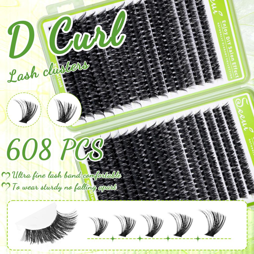 SEEUI DIY Cluster-Wimpern-Set Einzelwimpern 3D-Kunst Nerz-Wimpern Wispy Wimpernverlängerungs-Set mit Kleber & Versiegelung Wimpernpinzette