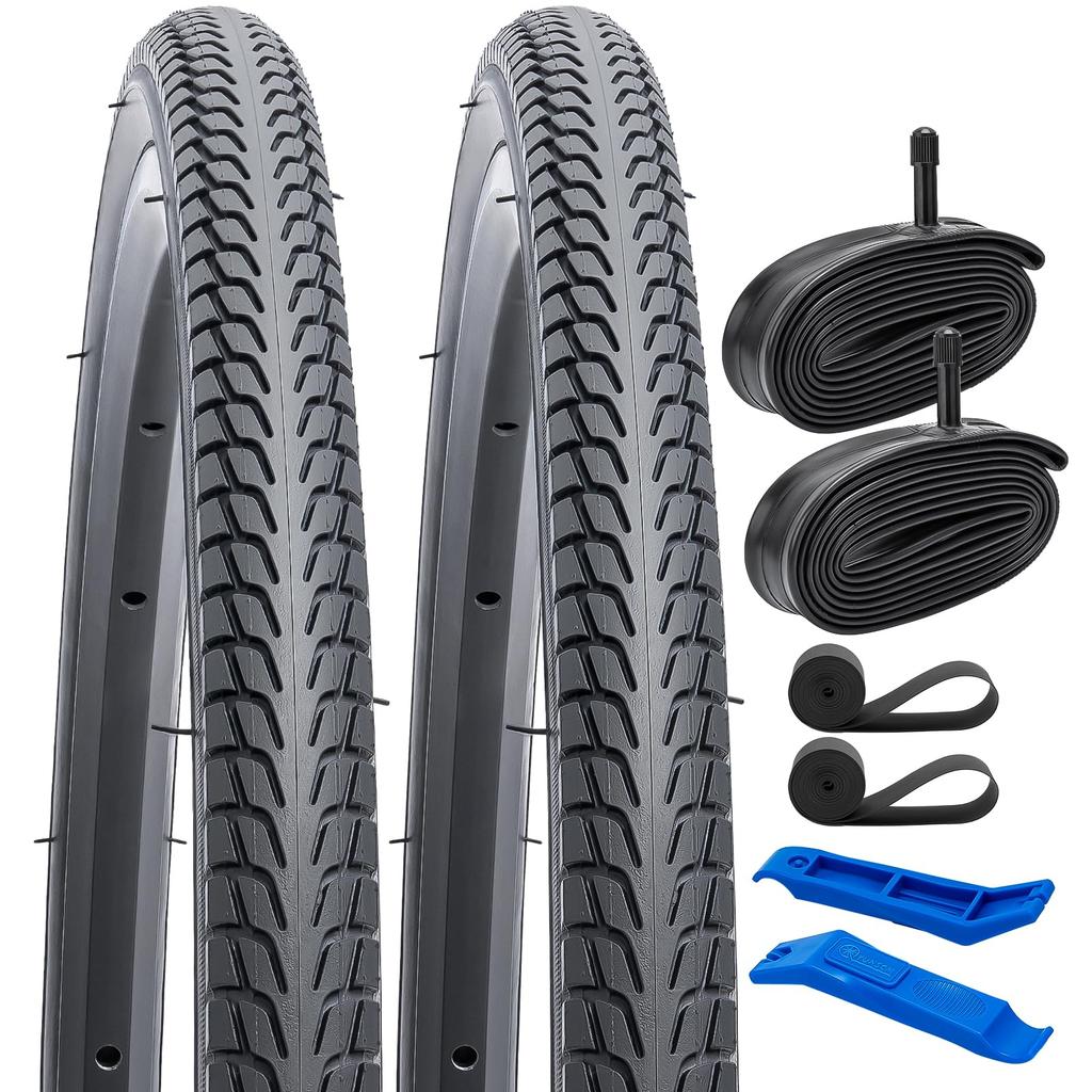 YunSCM Set of 24x1 24x1 Bicycle Tires 24x1 Tubes with 32mm American Rim and Tire for 1 Road 2, 3/8" Tires, 3/8" 37-540 + 3/8" Valves, Tape, Lever,