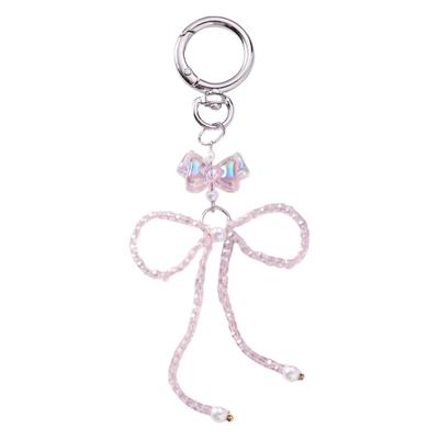Porte-clés nœud papillon élégant Pendentif nœud papillon perlé pour femmes Sacs à main et sacs à dos Ornement de porte-clés coloré
