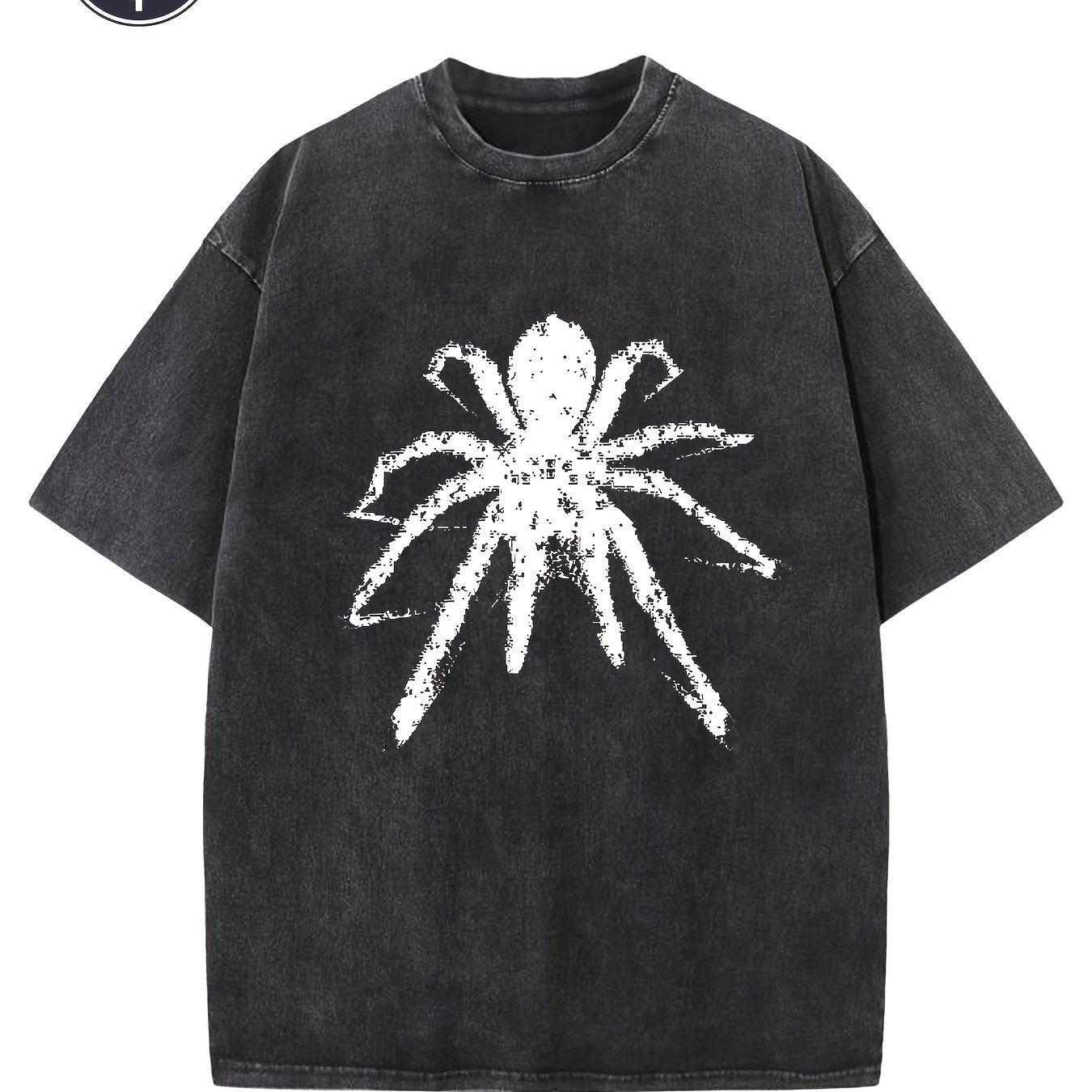 Creative Pattern Printed Pure Cotton Tshirt Washed Tshirt Street Tshirt Couple Top for Men and Women Washed Tshirt M