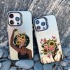 Women Fashion Daisy Flower Girl Phone Case For iPhone 13 14 Pro Max Mini 16 15 12 11 Pro Max 15 14 Plus Shockproof Laser Cover