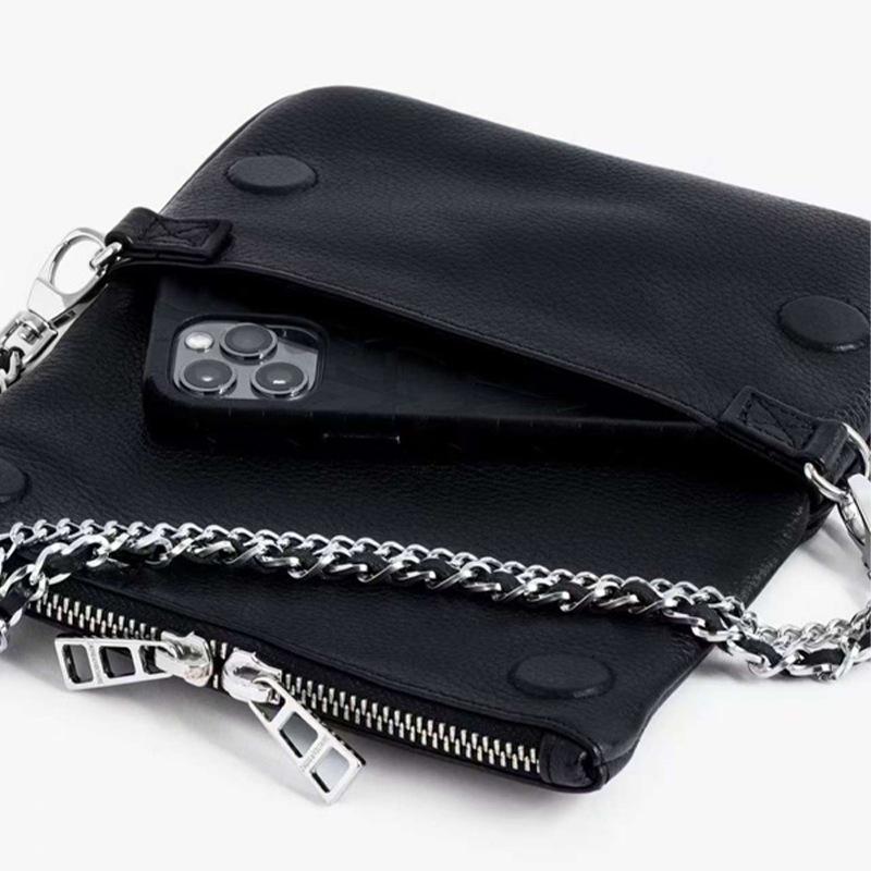 Neue französische Mode Damen ZV Tasche Luxus Design kleine schwarze Umschlagtasche Retro Design Diamant Flügel Tasche