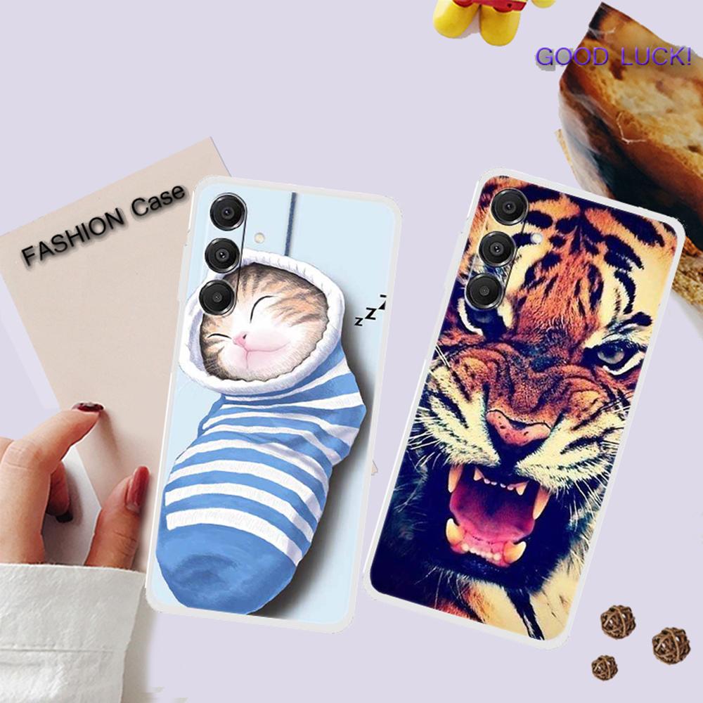 

For Samsung Galaxy A16 5G/4G Case TPU Pattern Printing Anti-Fall Phone Cover Socks and Cat