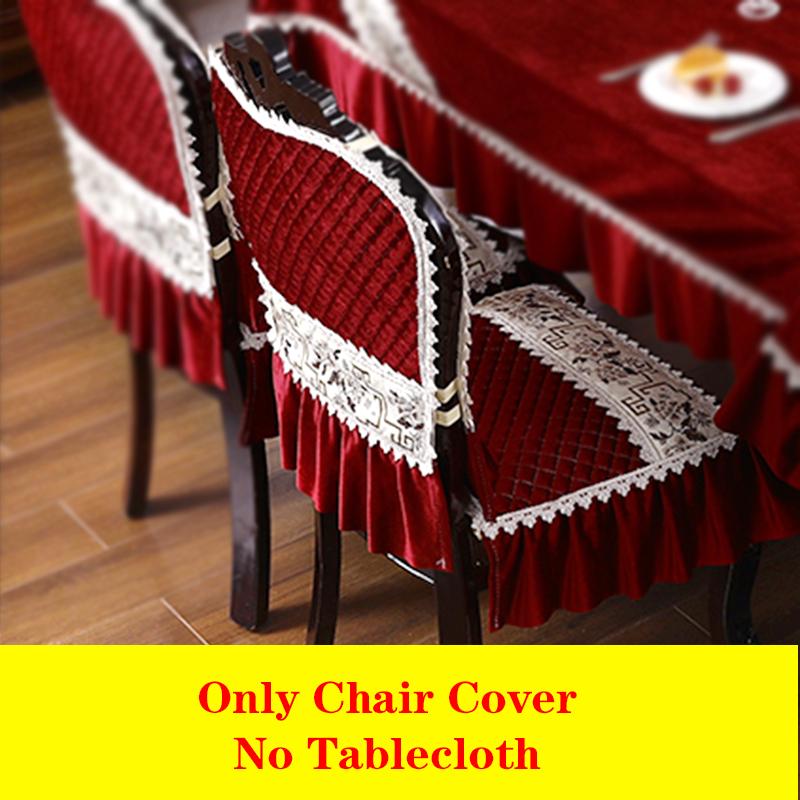 Capa de almofada para cadeira de luxo europeia leve, toalha de mesa, almofada para cadeira de jantar, capa de mesa para casa, capa de cadeira de elastano, jacquard, vermelho, 1 peça