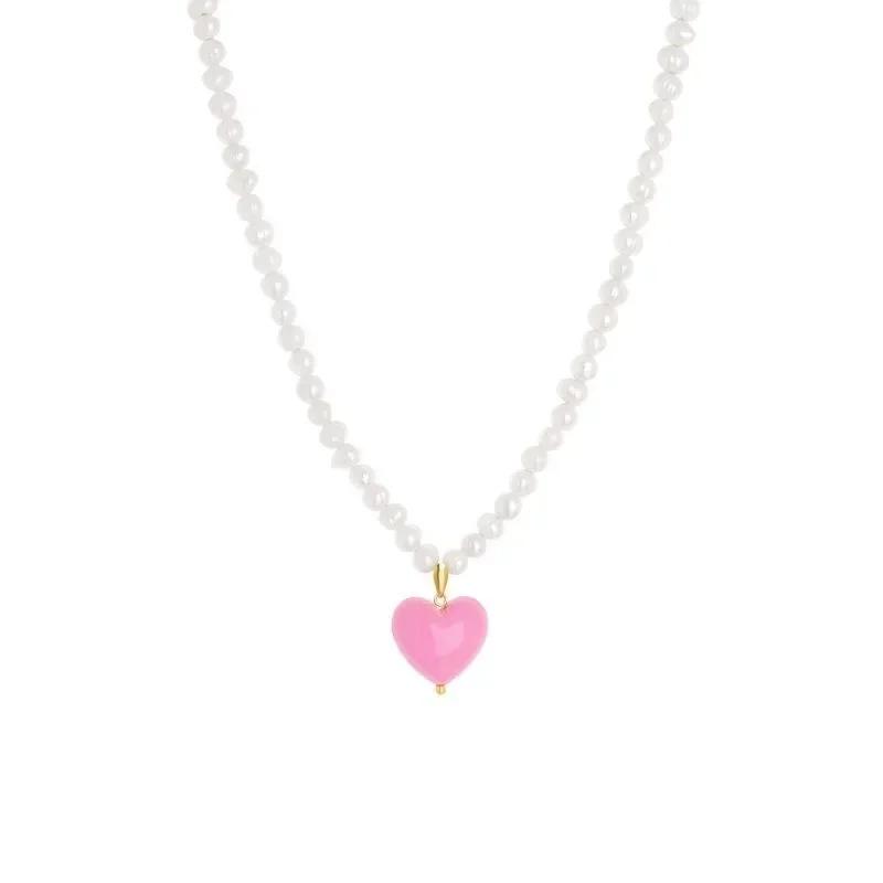 Fashion Pink Peach Heart Drop Pendant Earrings for Women Necklace Sweet Cool Aesthetic Punk Party Jewelry Gift Pendientes