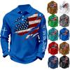 Camisa Casual de Tecido com Estampa de Bandeira do 250º Aniversário para Homens Camiseta Patriótica Cruzada