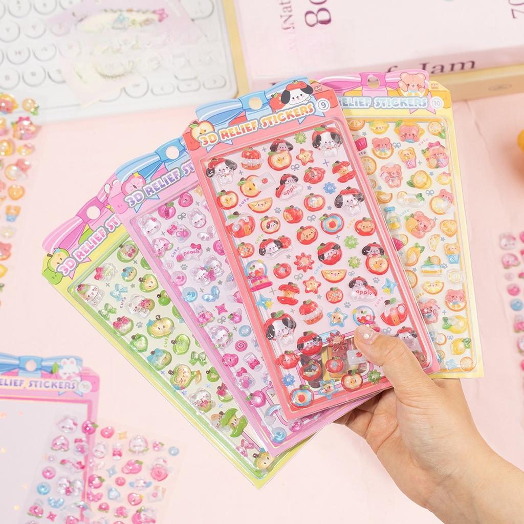 1 Sticker Per Pack Sweet Candy Party Series 3D Embossed Stickers Kids' Rocking Toy Fruit Stickers for Hand-made Journals
