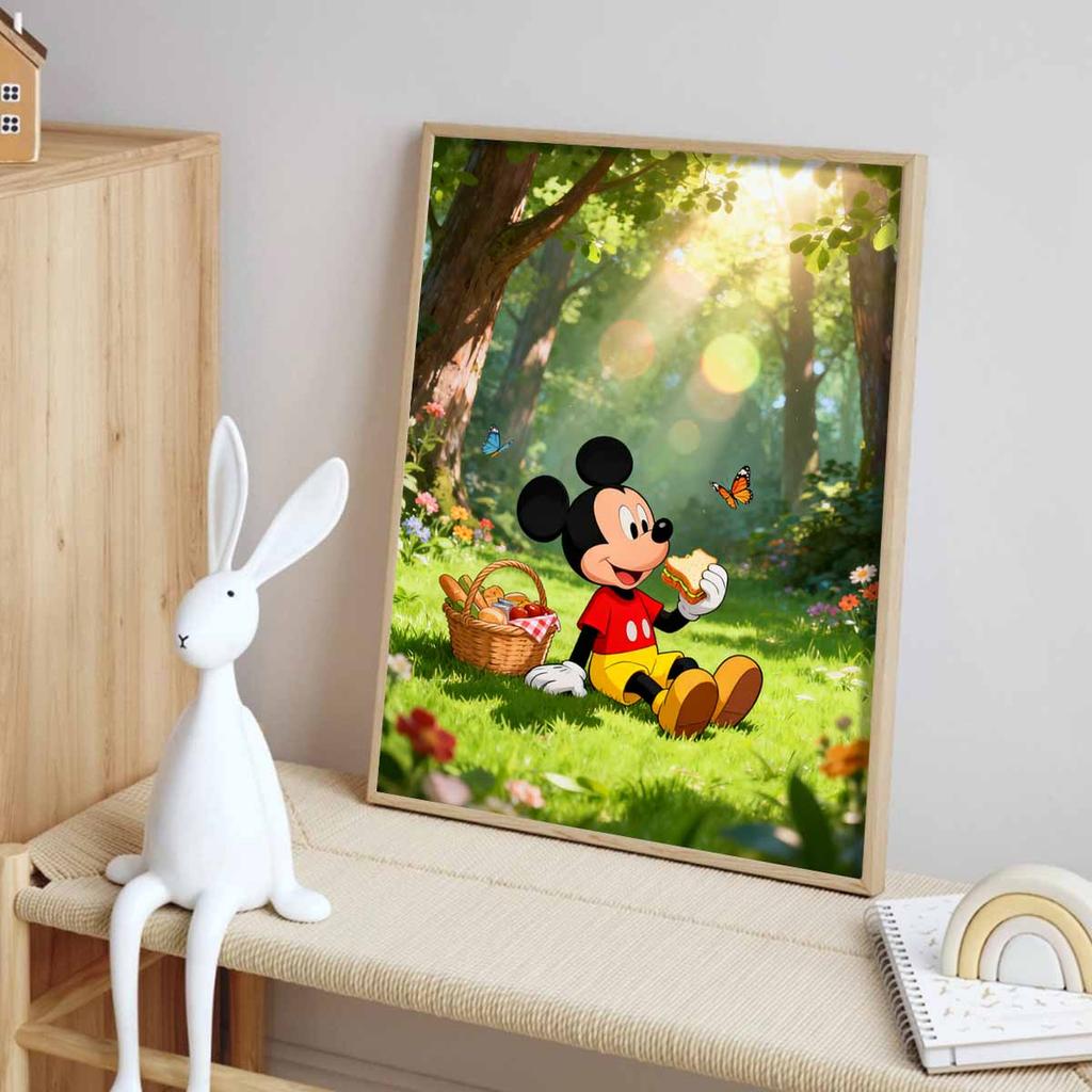 Disney Diamond Painting Mickey Picnic Scene Diamond Art Painting Kit for Home Office Decoration Handmade Gifts