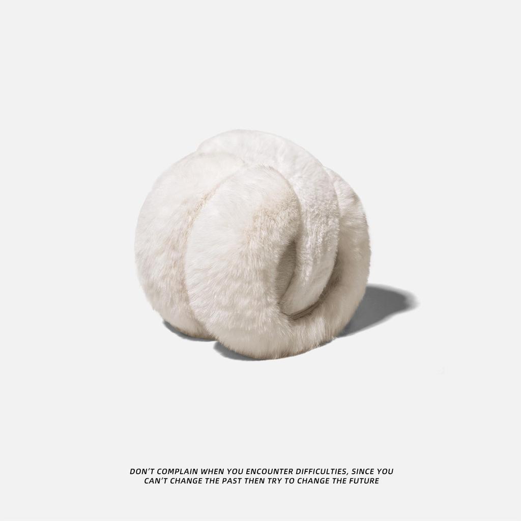 Women's Winter White Plush Windproof Earmuffs with Extra Warmth and Cold Protection.