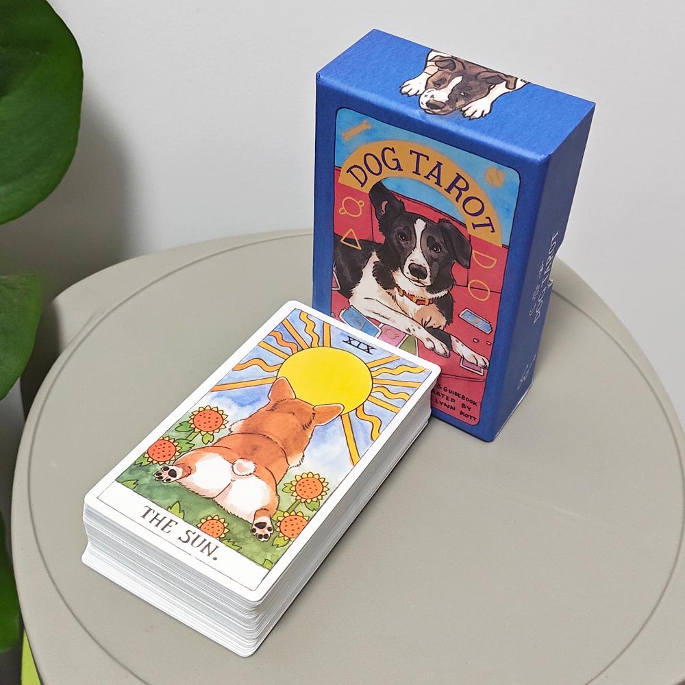 12*7cm Dog Tarot Deck In Rigid Box, 78 Pcs Cards Inspired By Wise Companion Printed On 350GSM Double-embossed Cardstock