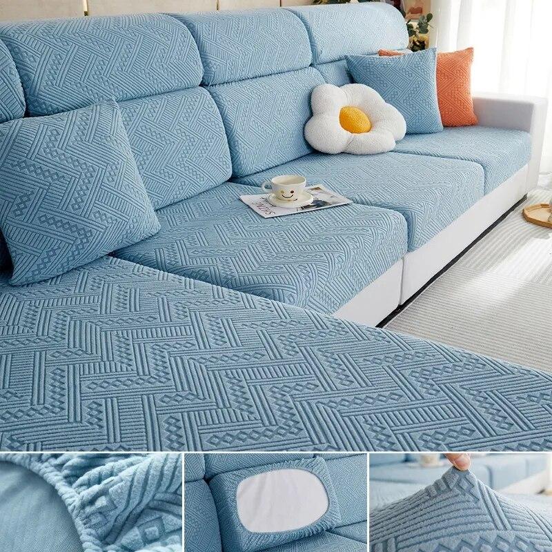 Jacquard Fabric Sofa Sectional Covers For Living Room Removable Couch Slipcover Elastic Sofa Protector Pets Kids Anti-Slip Home