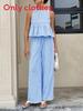 Casual Plaid Sleeveless Twopiece Set With Ruffle Hem For Women Spring Summer Comfort