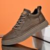 Handmade Men's Leather Shoes Men's Genuine Leather 2025 Spring and Autumn New Casual Shoes Trendy Soft-soled Sports Casual Board Shoes Khaki