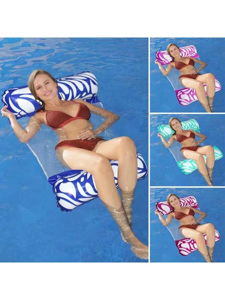 1pcs Foldable Water Hammock Float Lounger PVC Inflatable Pool Mat Floating Bed Chair Swimming Air Mattress Pool Party Recliner