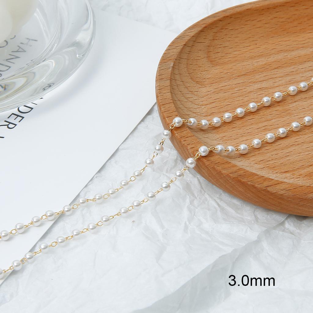 50cm Brass Copper Chain With Gold Plated Pearl Beads Charms Chain For DIY Necklace Bracelet Jewelry Making Accessories Handmade Supplies