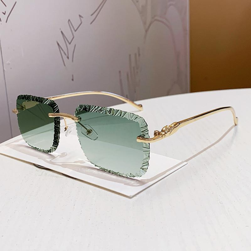 Unisex Square Frameless Sunglasses With Gradient Gray Lenses Uv400 For Fashion And Outdoors DoubleGreen