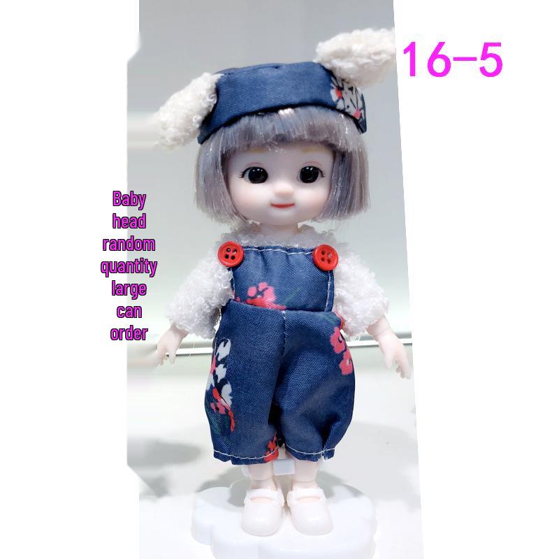 16cm 8-Point BJD Princess Doll with Denim Wedding Dress & Accessories - 6" Dress-Up OB11 Clothes, Tops, and Shorts