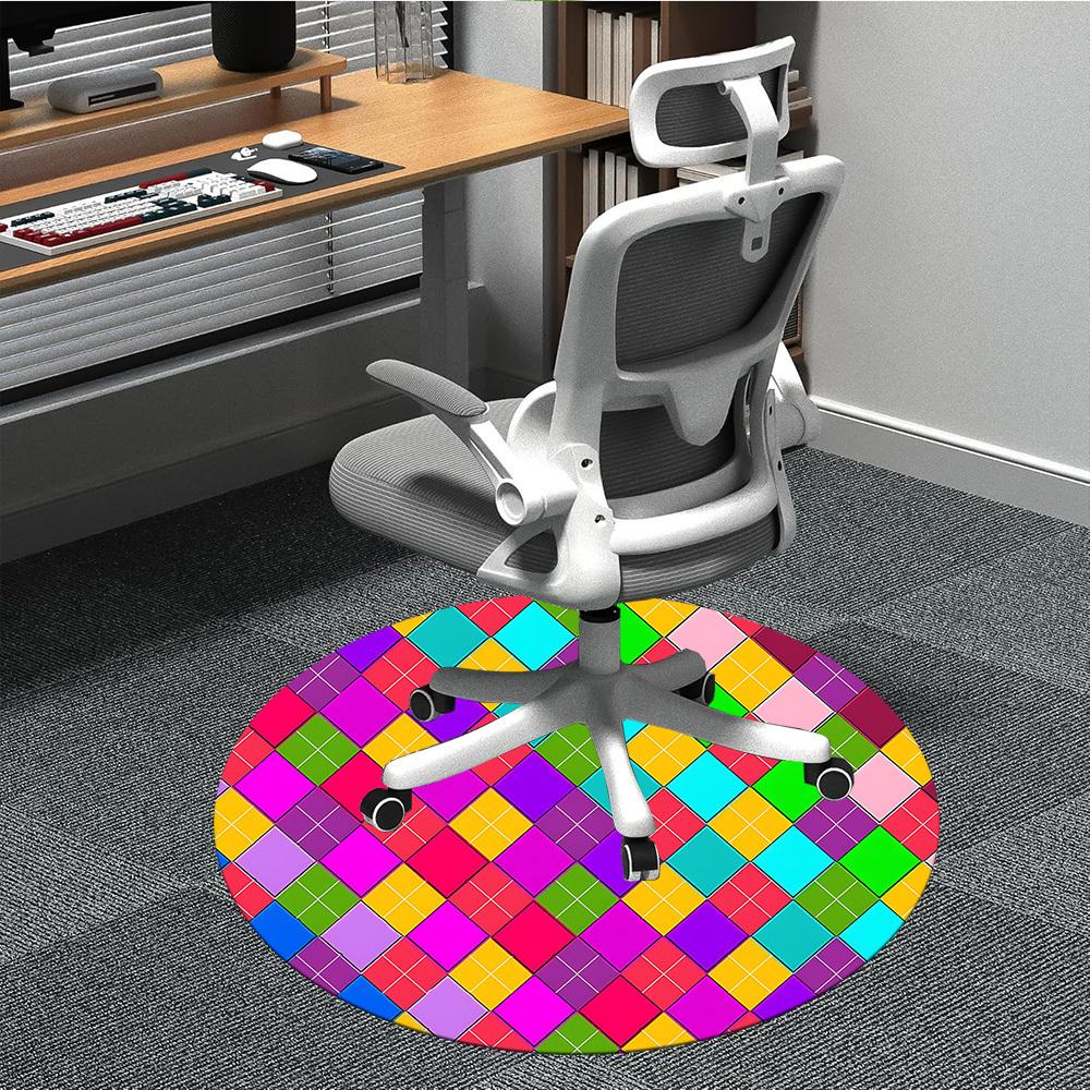 1pc Colorful PatternChair Carpet for Office, Indoor Non-Slip Washable Polyester Fiber Carpet, Mat For Office, Machine Washable