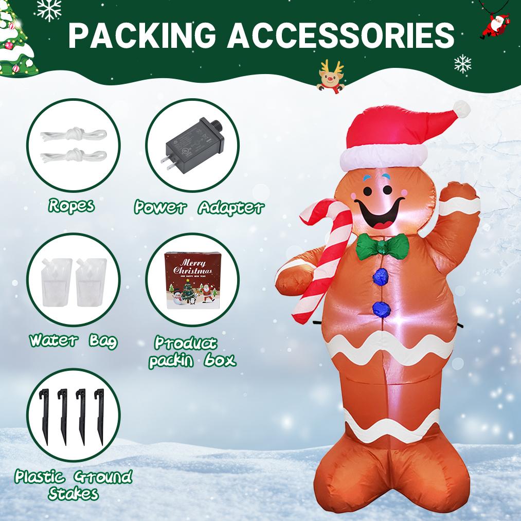 4.92FT Christmas Inflatable Toys With LED Lit Xmas Gingerbread Man Festive Gift Supplies Home Ornament Christmas Yard Decoration
