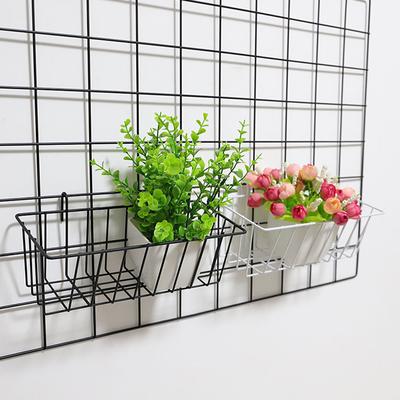 Panier de rangement décoratif en métal, grille en fer, étagère suspendue pour pot de fleurs, cadre mural, présentoir en maille, décoration de la maison