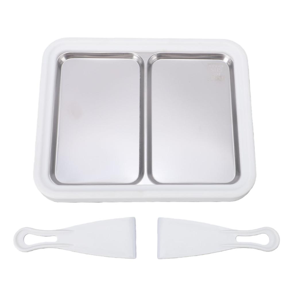Rolled Ice Cream Maker 304 Stainless Steel Ice Cream Roll Tray with Dual Pan for Homemade DIY