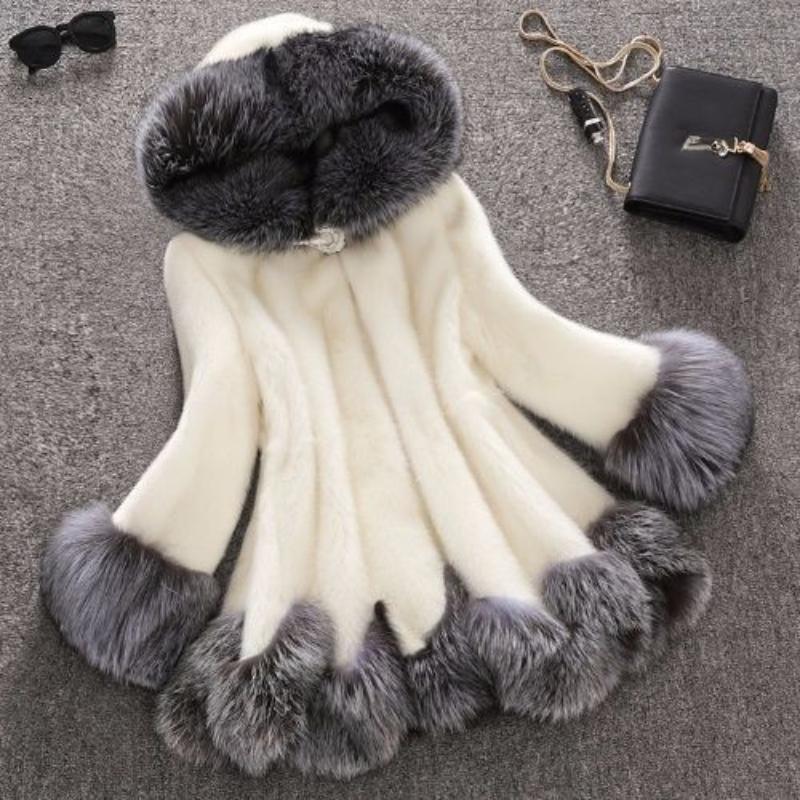 Hooded Loose Faux Fur Jacket Women Thick Autumn Winter Korean Maxi Coat Long Warm Fur Parkas Bontjas Furry Outerwear