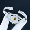 Natural Tiger Eye Gemstone Handmade Cuff Bangle 925 Sterling Silver Cuff Bangle, Tiger Eye Flower Shape Bracelet For Wife, Unisex Bangle For Gift