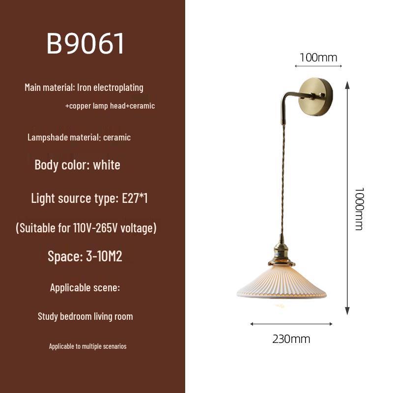 Elegant All-Copper Glass Wall Lamp: Creative Crystal Decor for Hotel Bedrooms and Staircases