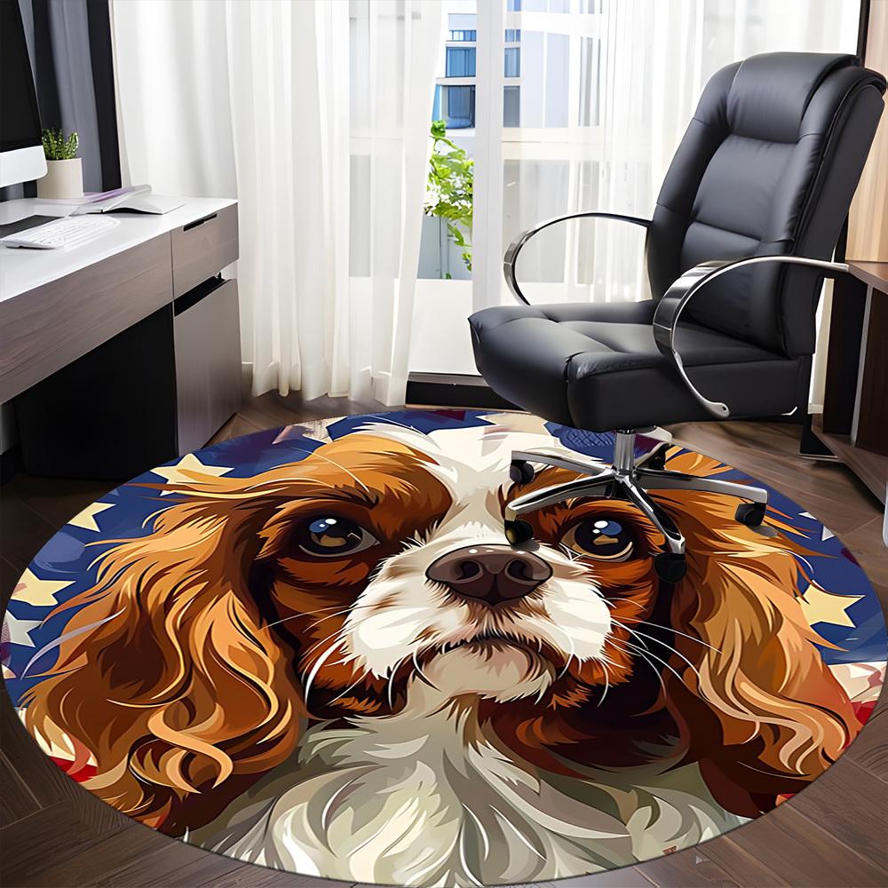 1PC Dog Stars Office Round Area Rug, Mat Suitable For Office, Under Office Chairs Bedroom Living Room Home Decor, Room Deco