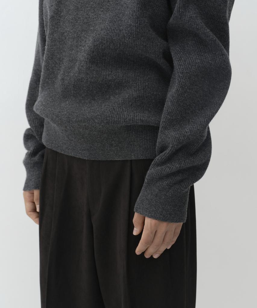 Musinsa Standard [Victoria Wool] Minimal Ribbed Quarter Zip Sweater [Medium Grey]