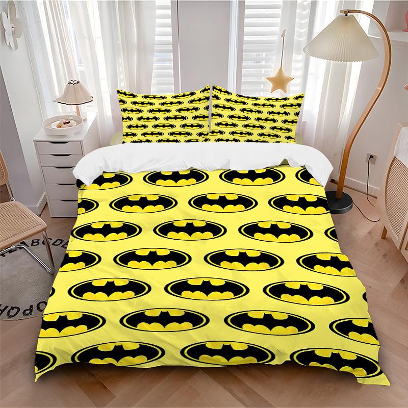 

3pcs Batman Signal Bedding Set, Soft Polyester Duvet Cover and Pillowcases Machine Washable Seasons all suitable, Design for Bedroom341 135x200cm